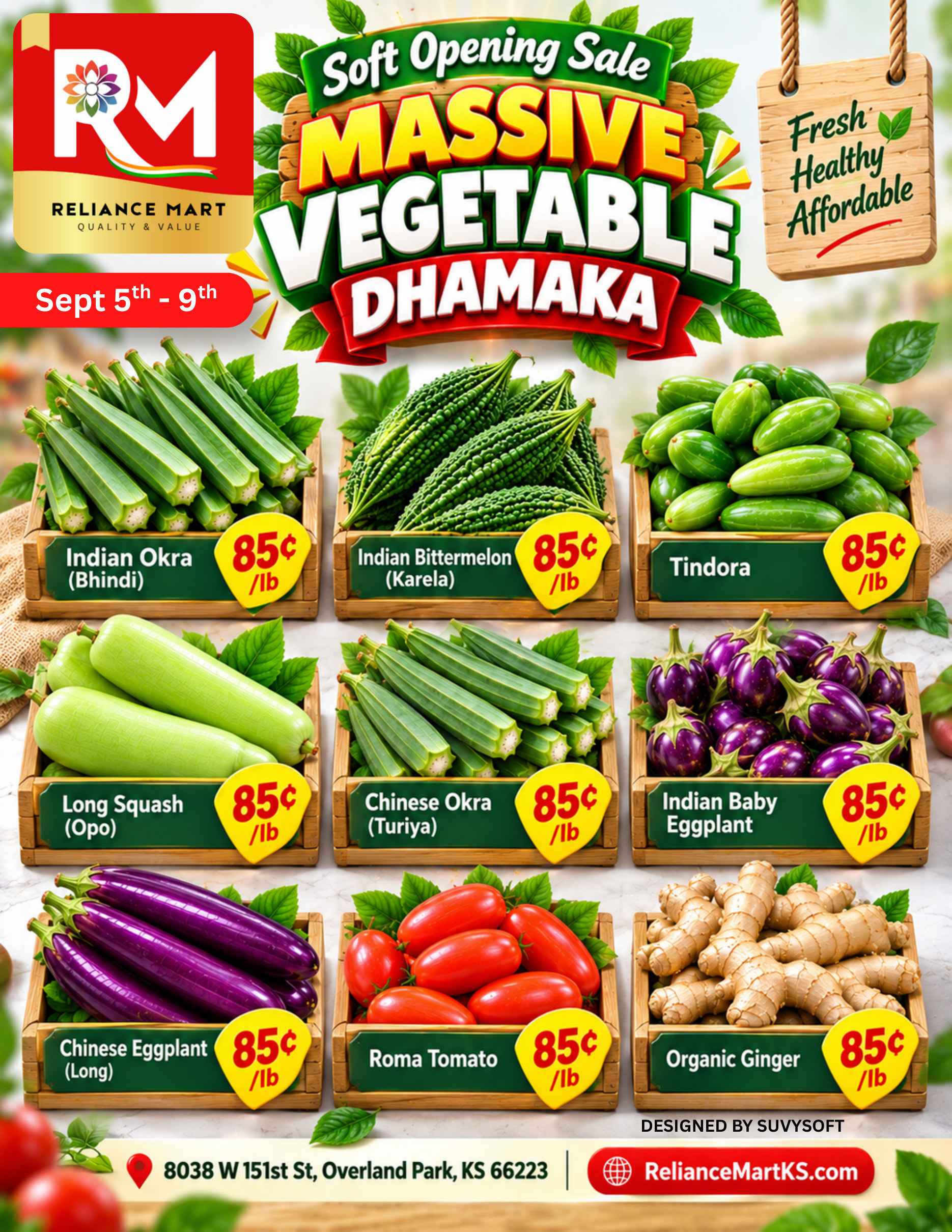 Reliance Mart Soft Opening Sale — Massive Vegetable Dhamaka deals flyer